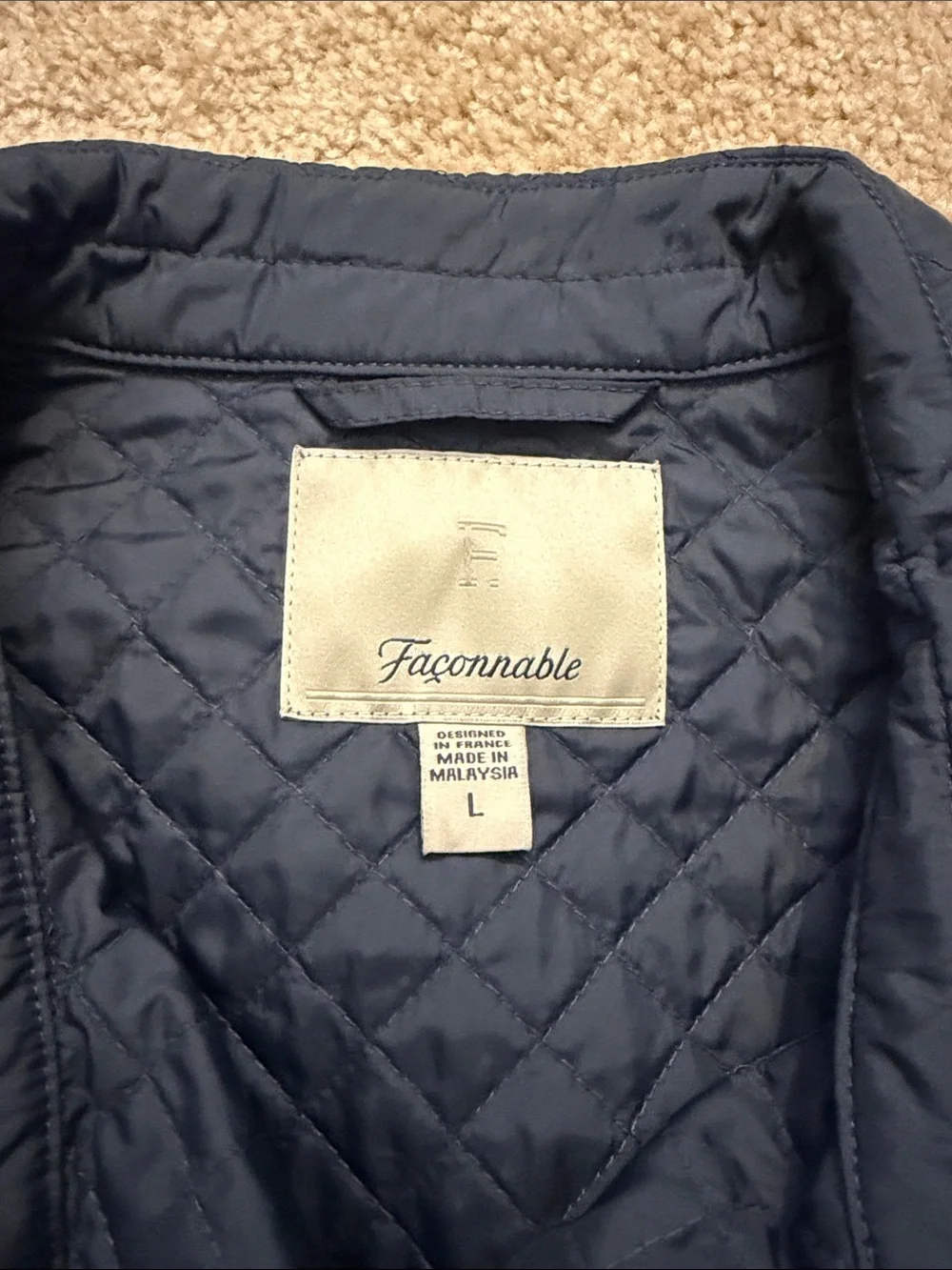 Faconnable Quilted Navy Button-Front Vest Women’s Large - Picture 5 of 7
